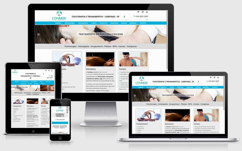 A Agenzzia renovou todo o site da Conmov, empresa que trabalha com cursos e serviços desenvolvidos por fisioterapeutas. O novo site é mais rápido, visualmente mais atraente e organizado para ajudar a navegabilidade do paciente.